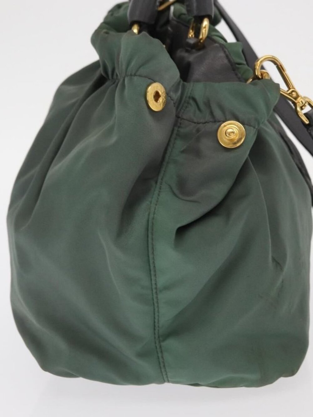 PRADA Tote Bag Nylon 2way Khaki Gold Auth bs32071 - Picture 5 of 16